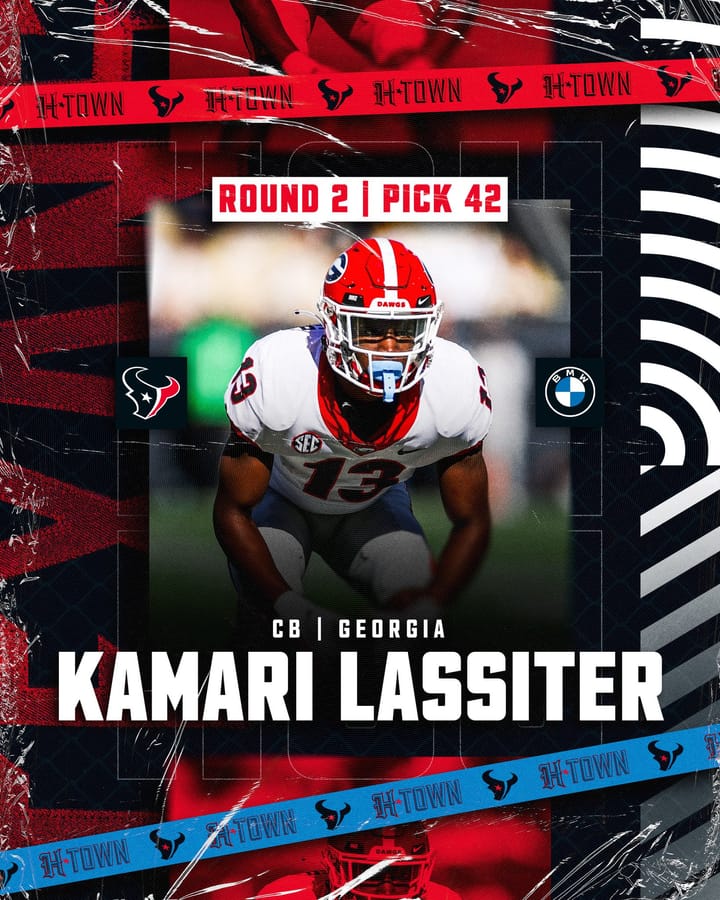 Houston Texans Begin Draft Day 2 with Cornerback Kamari Lassiter from Georgia